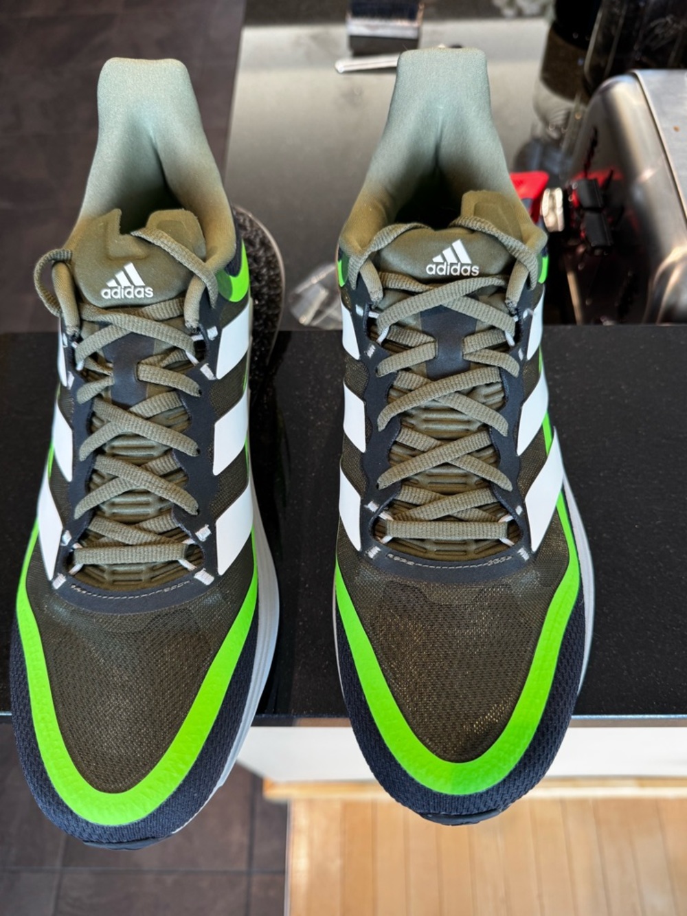 Adidas 4DFWD_Pulse Olive Green, Neon Green & White Lace-Up Athletic Sneakers
